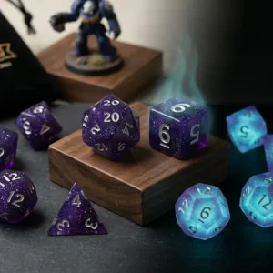 Void Walker" Night-Glow Dice Set - Cosmic Purple